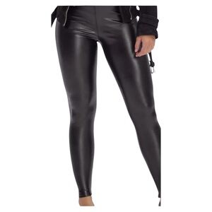 HUE Black Faux Leather Leggings
